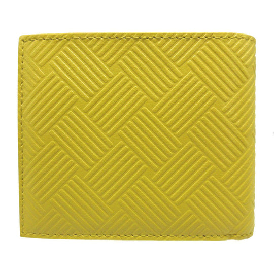 BOTTEGAVENETA Bifold Wallet leather yellow Bill Compartment INTRECCIATO unisex(Unisex) Used Authentic