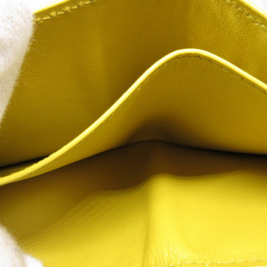 BOTTEGAVENETA Bifold Wallet leather yellow Bill Compartment INTRECCIATO unisex(Unisex) Used Authentic