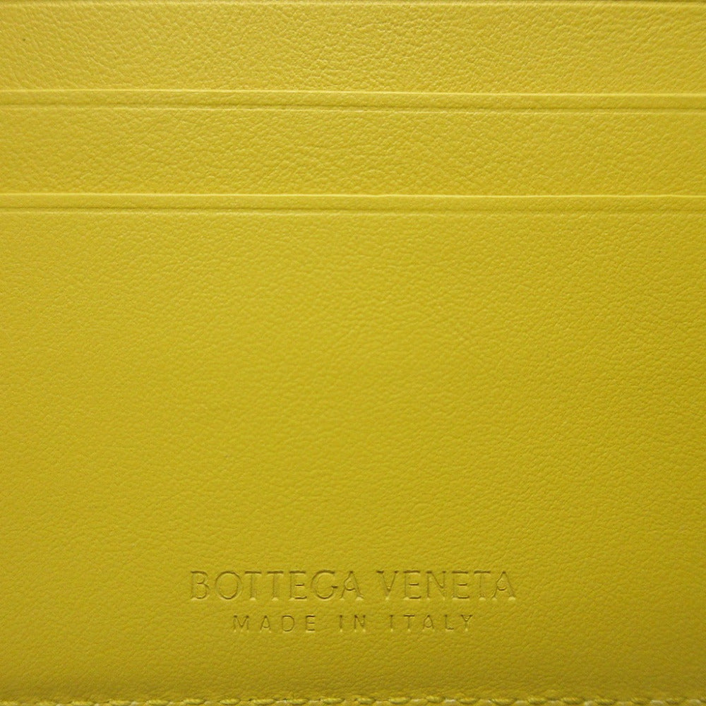 BOTTEGAVENETA Bifold Wallet leather yellow Bill Compartment INTRECCIATO unisex(Unisex) Used Authentic