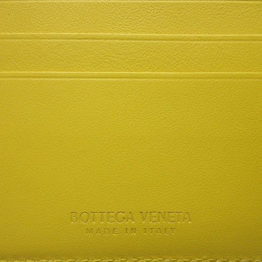 BOTTEGAVENETA Bifold Wallet leather yellow Bill Compartment INTRECCIATO unisex(Unisex) Used Authentic