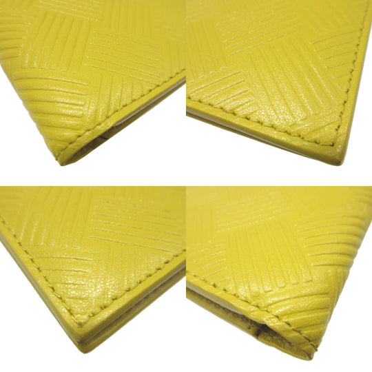 BOTTEGAVENETA Bifold Wallet leather yellow Bill Compartment INTRECCIATO unisex(Unisex) Used Authentic