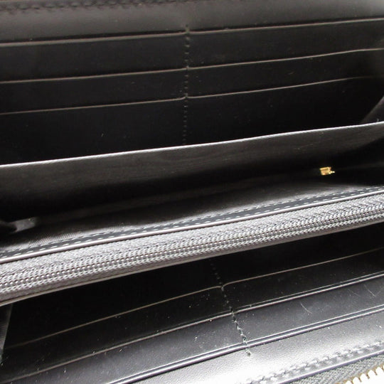 GUCCI Long Wallet Purse 410102 leather black Zip Around Guccisima unisex(Unisex) Used Authentic