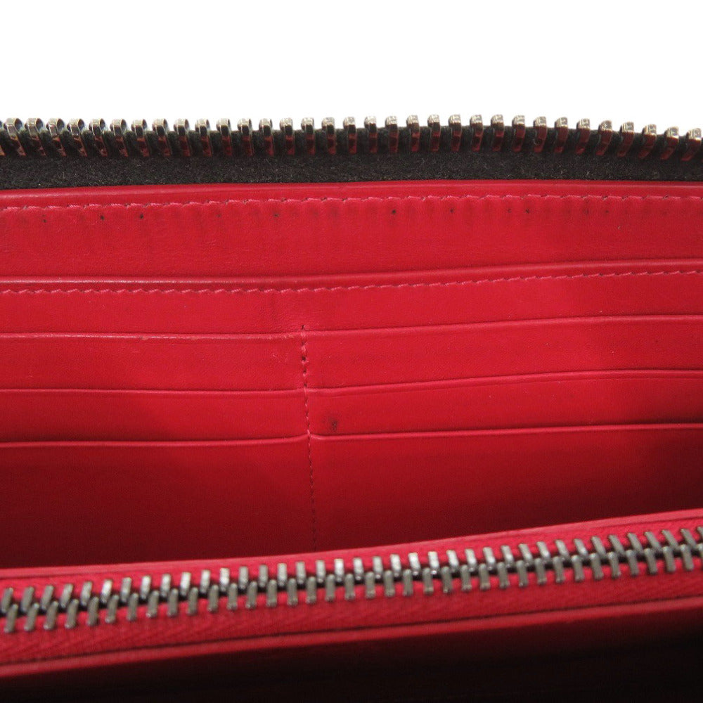 Christian Louboutin Long Wallet Purse leather black Zip Around Panettone Women Used Authentic