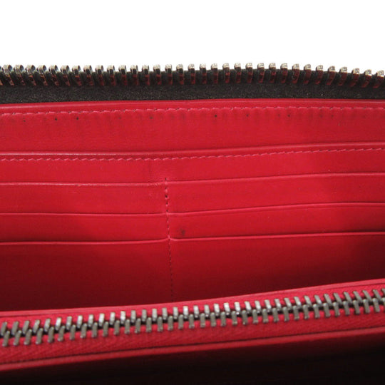 Christian Louboutin Long Wallet Purse leather black Zip Around Panettone Women Used Authentic