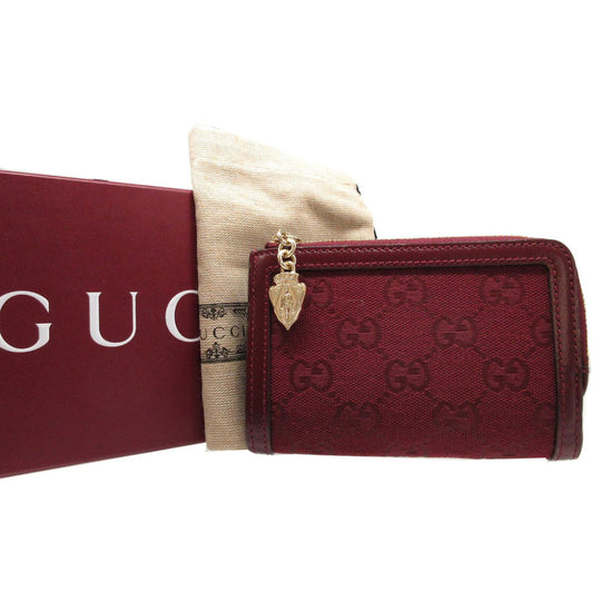 GUCCI Bifold Wallet 790036 GG canvas, leather Bordeaux L-shaped zipper compact wallet Women Used Authentic