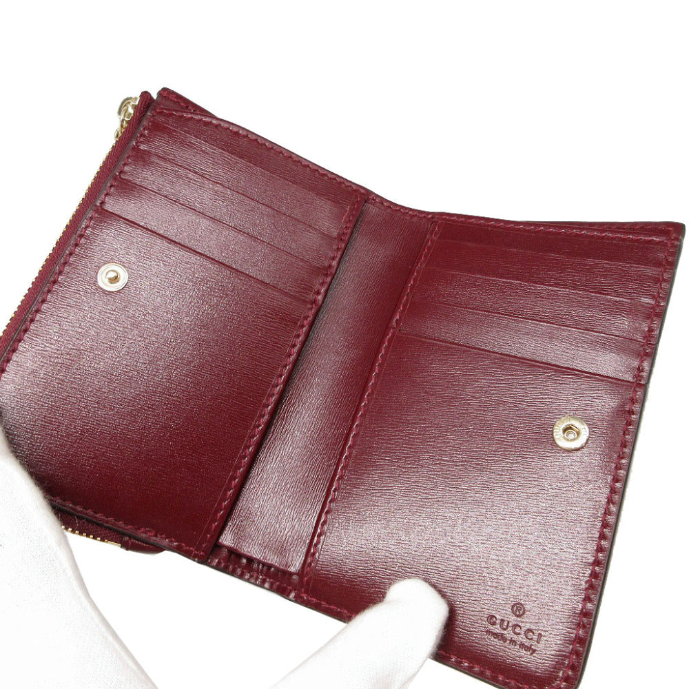 GUCCI Bifold Wallet 790036 GG canvas, leather Bordeaux L-shaped zipper compact wallet Women Used Authentic