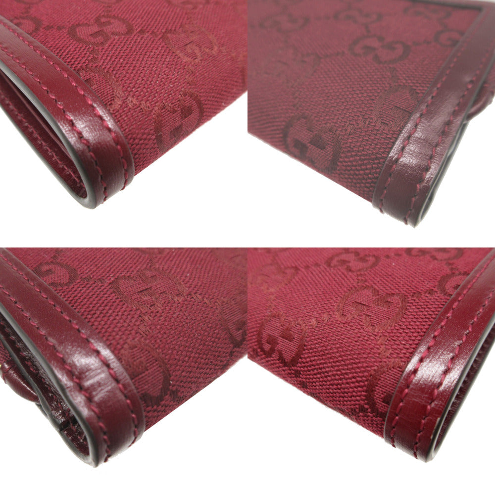 GUCCI Bifold Wallet 790036 GG canvas, leather Bordeaux L-shaped zipper compact wallet Women Used Authentic