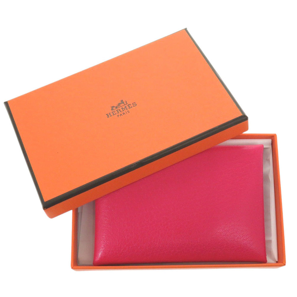 HERMES Coin case Epsom Rose Extreme Calvi duo Women Used Authentic