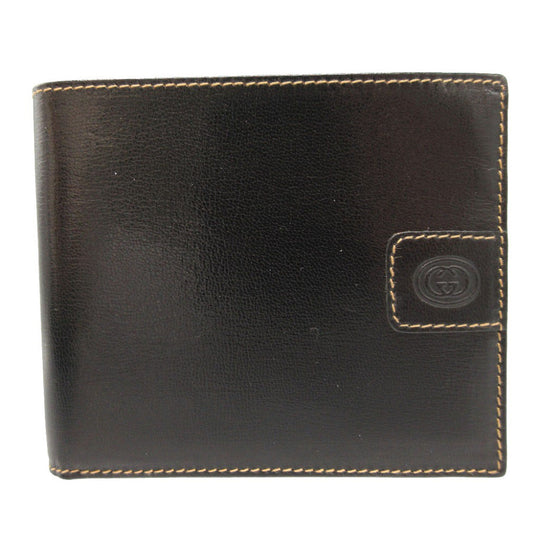 GUCCI Bifold Wallet leather black Bill Compartment Old Gucci unisex(Unisex) Used Authentic