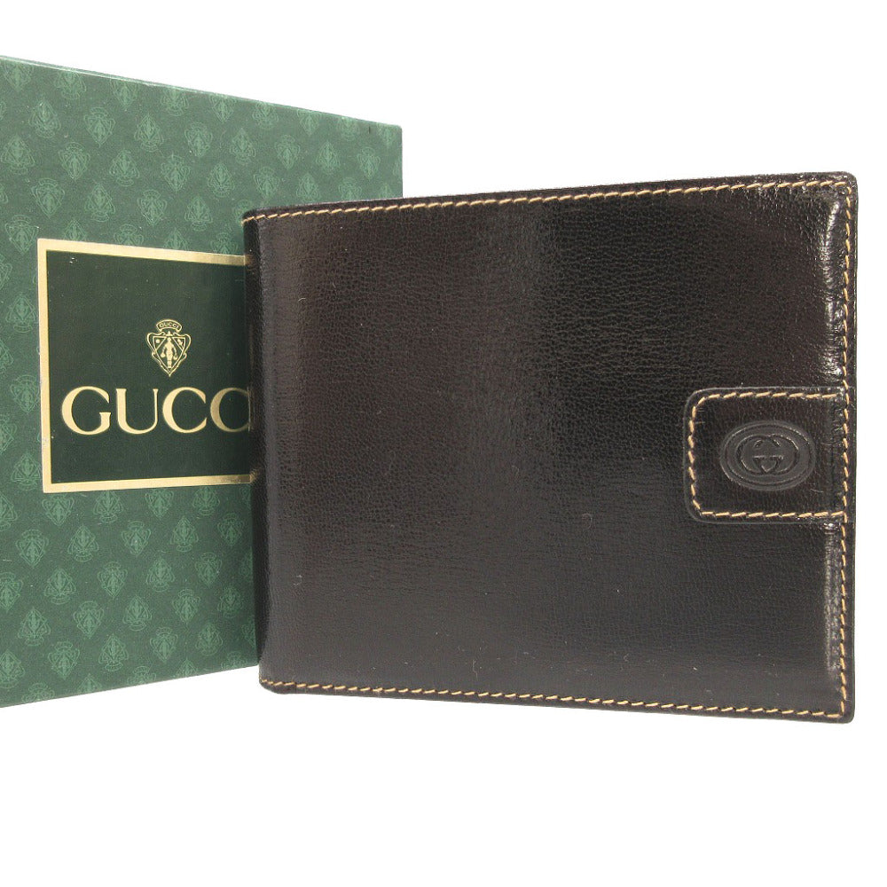 GUCCI Bifold Wallet leather black Bill Compartment Old Gucci unisex(Unisex) Used Authentic