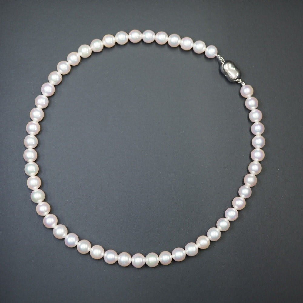 JEWELRY Necklace Akoya Pearl, Silver925 Pearl white Akoya Pearl 8-8.5mm Women Used Authentic