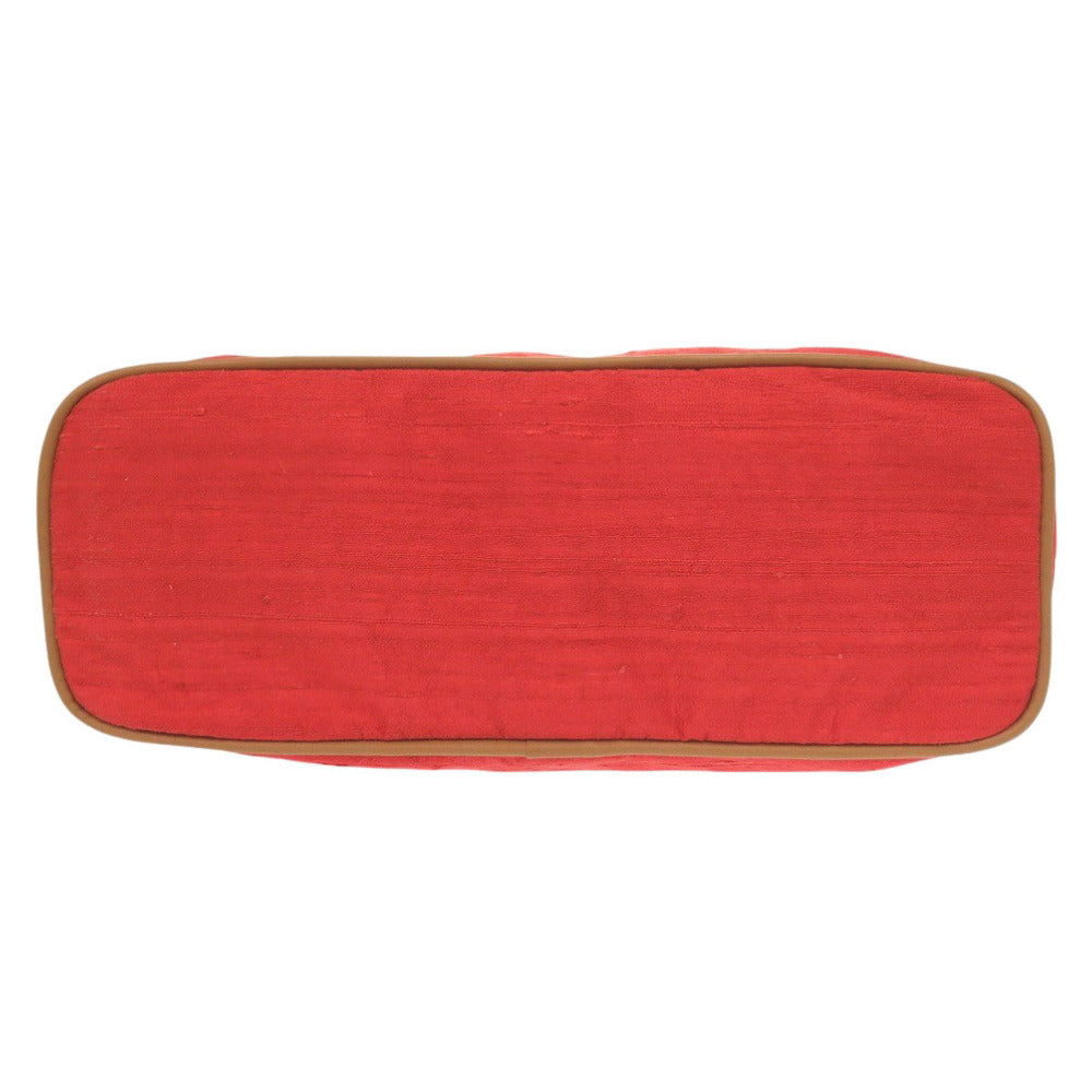 HERMES Pouch Satin Red Borid porch GM Women Used Authentic