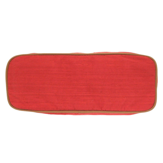 HERMES Pouch Satin Red Borid porch GM Women Used Authentic