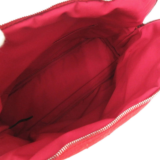 HERMES Pouch Satin Red Borid porch GM Women Used Authentic