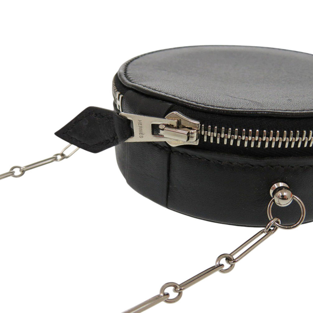 HERMES Shoulder Bag Calfskin black Villandry Micro Women Used Authentic