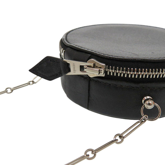 HERMES Shoulder Bag Calfskin black Villandry Micro Women Used Authentic