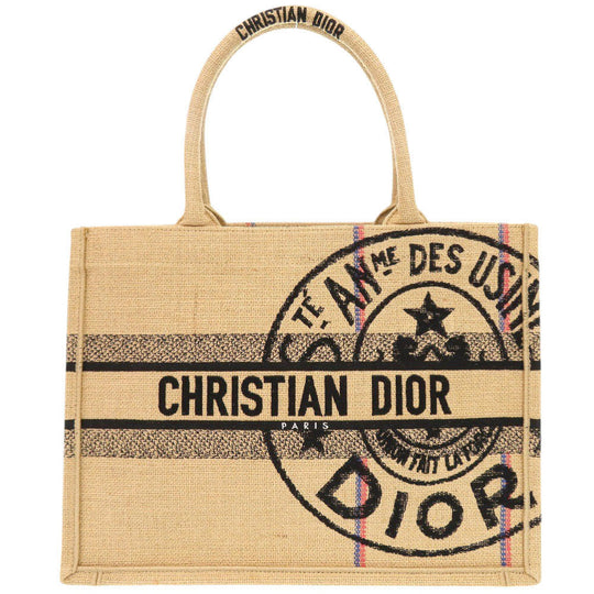 Christian Dior Tote Bag canvas beige Book Tote Medium Women Used Authentic