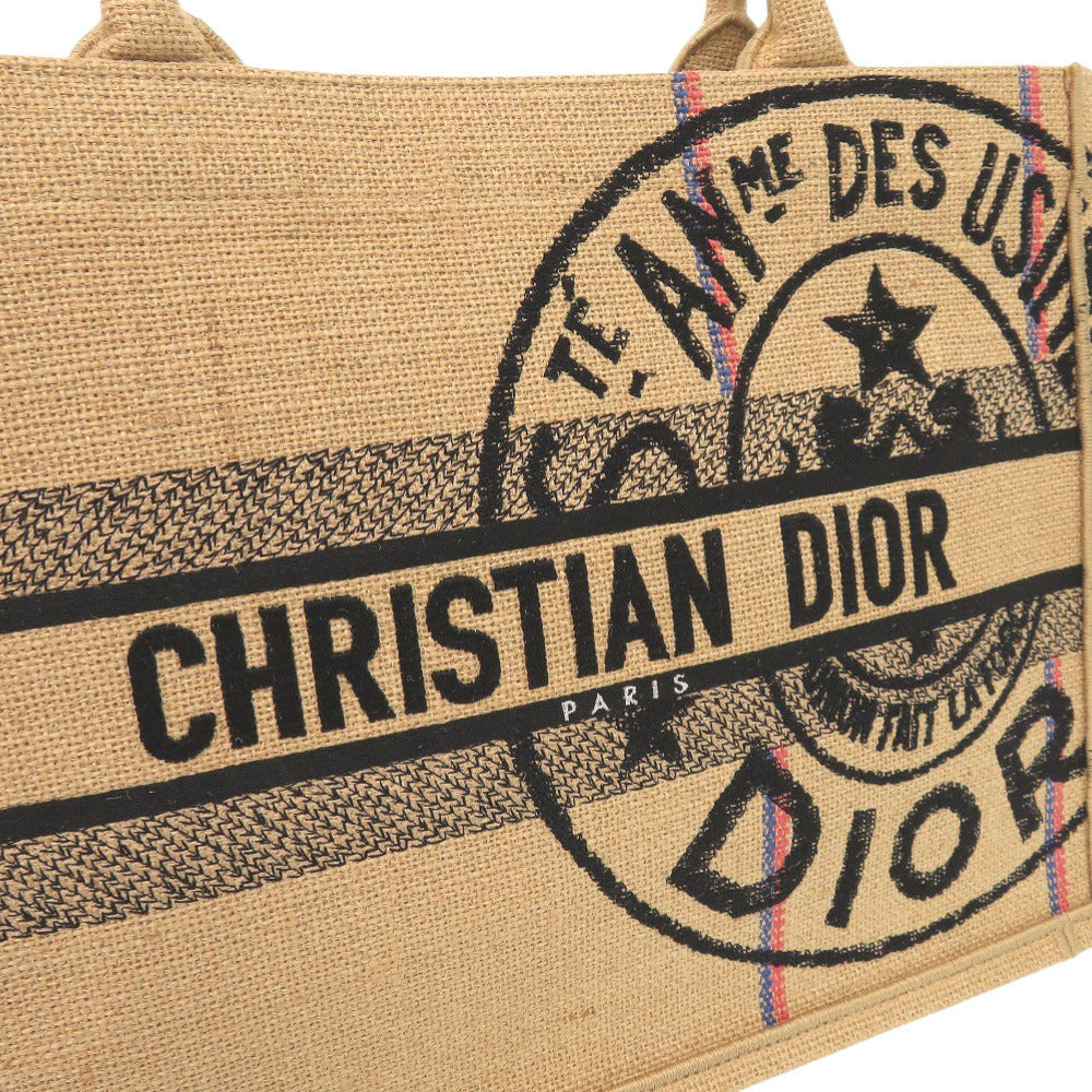 Christian Dior Tote Bag canvas beige Book Tote Medium Women Used Authentic