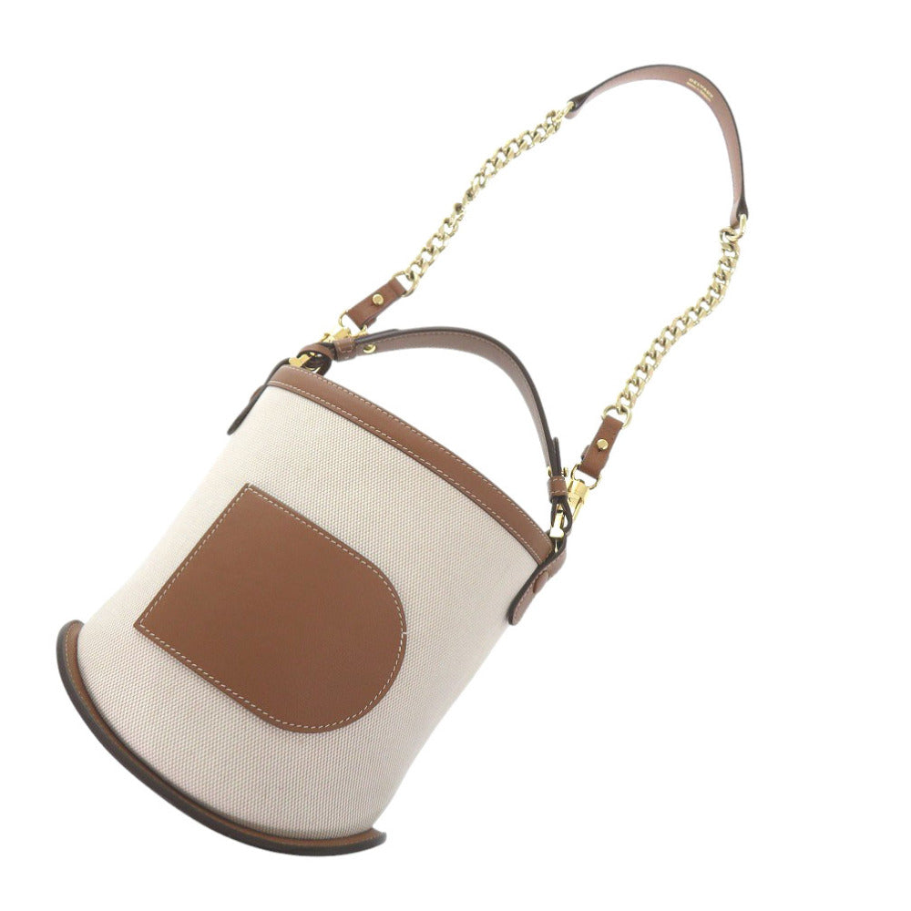 DELVAUX Handbag Leather, Canvas Brown Bread Mini Bucket Women Used Authentic