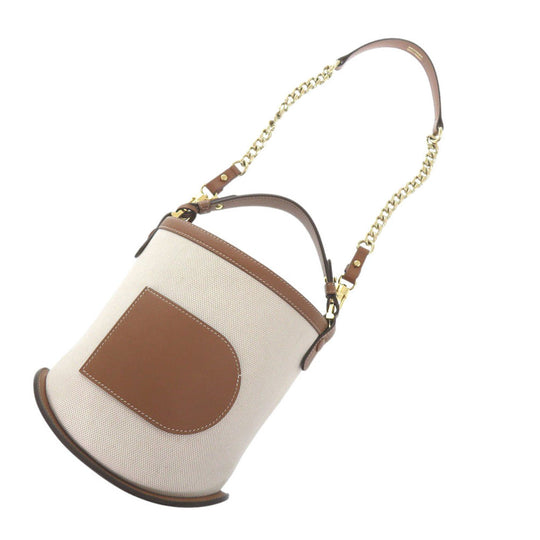 DELVAUX Handbag Leather, Canvas Brown Bread Mini Bucket Women Used Authentic