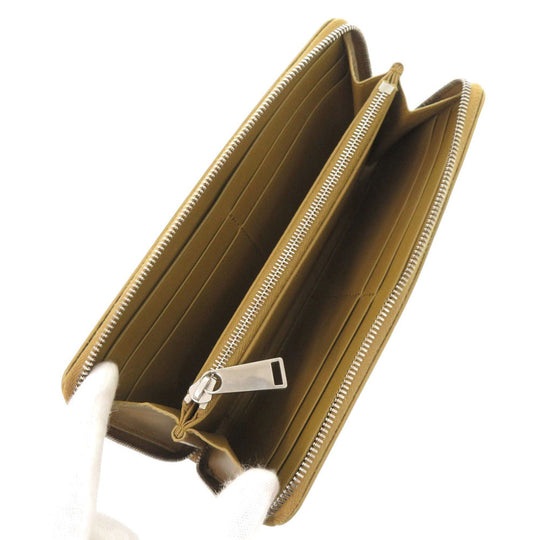 BOTTEGAVENETA Long Wallet Purse leather Brown Zip Around INTRECCIATO Women(Unisex) Used Authentic