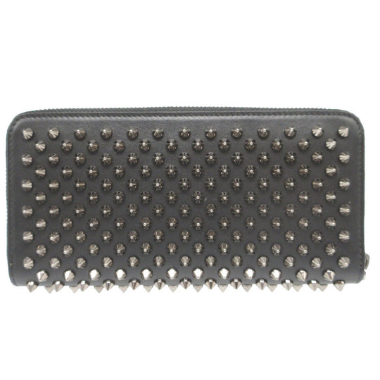Christian Louboutin Long Wallet Purse 1165044 leather black Zip Around studs Panettone unisex(Unisex) Used Authentic