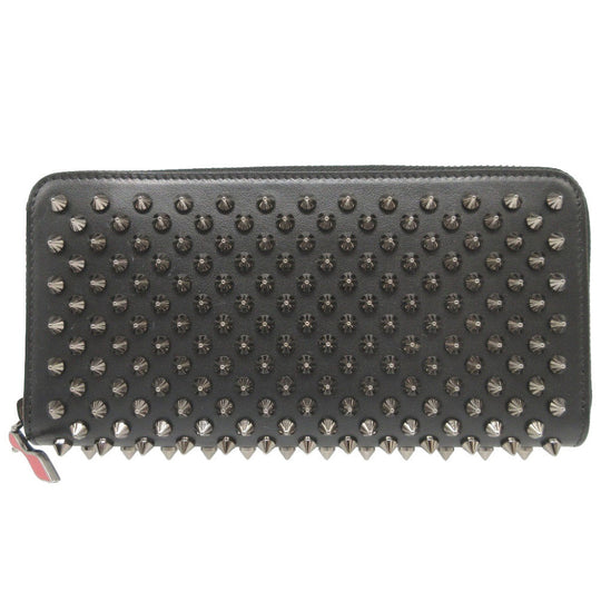 Christian Louboutin Long Wallet Purse 1165044 leather black Zip Around studs Panettone unisex(Unisex) Used Authentic