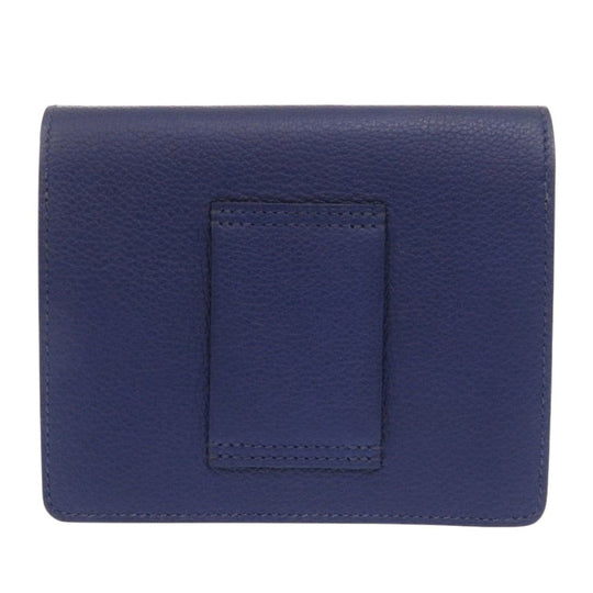 HERMES Coin case Evercolor Blue Safir Lowris Mini Women Used Authentic
