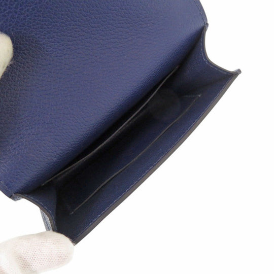 HERMES Coin case Evercolor Blue Safir Lowris Mini Women Used Authentic