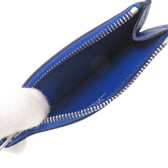 HERMES Coin case Evercolor Blue Safir Lowris Mini Women Used Authentic