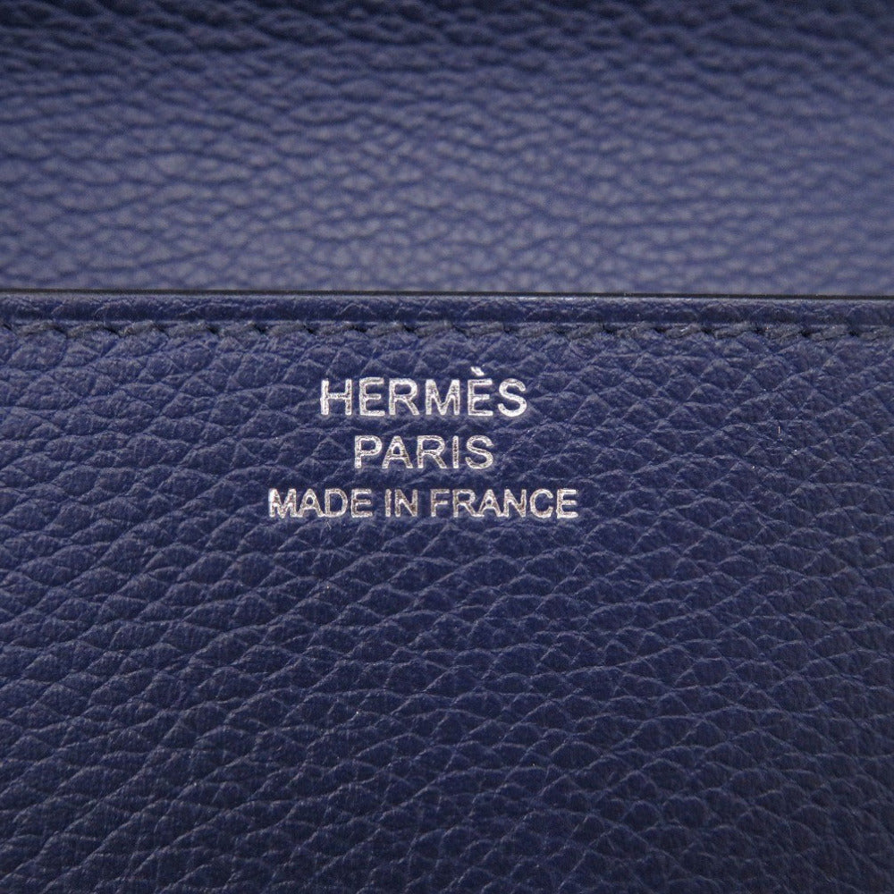 HERMES Coin case Evercolor Blue Safir Lowris Mini Women Used Authentic