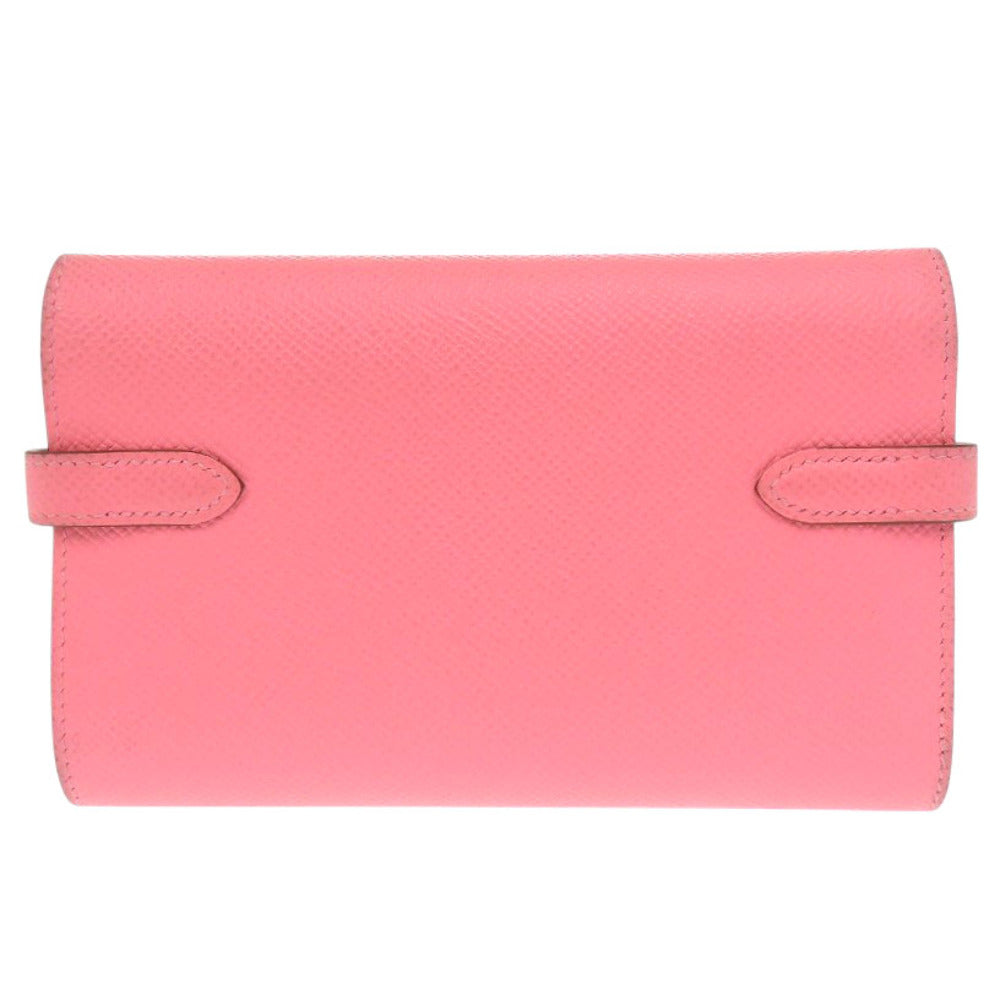 HERMES Tri-fold wallet Epsom Rose azare Kelly wallet medium Women Used Authentic