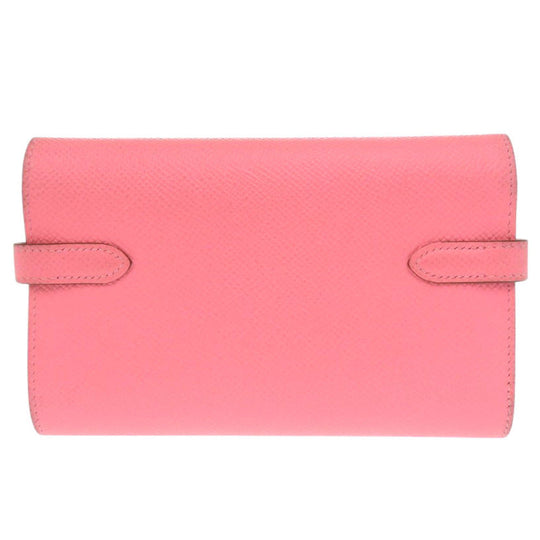 HERMES Tri-fold wallet Epsom Rose azare Kelly wallet medium Women Used Authentic