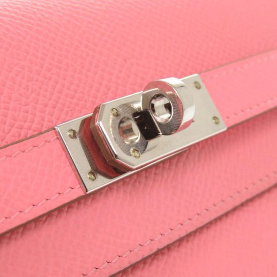 HERMES Tri-fold wallet Epsom Rose azare Kelly wallet medium Women Used Authentic