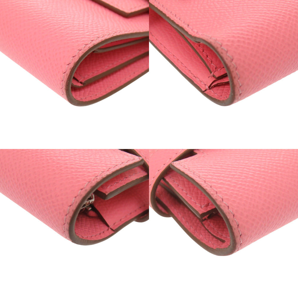 HERMES Tri-fold wallet Epsom Rose azare Kelly wallet medium Women Used Authentic