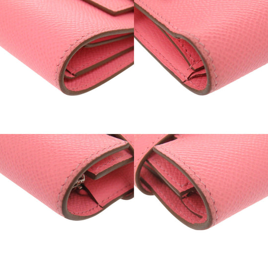 HERMES Tri-fold wallet Epsom Rose azare Kelly wallet medium Women Used Authentic