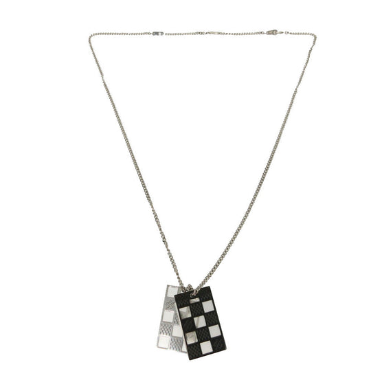 LOUIS VUITTON Necklace M64191 metal Silver Collier Plate Damier Perforate unisex(Unisex) Used Authentic