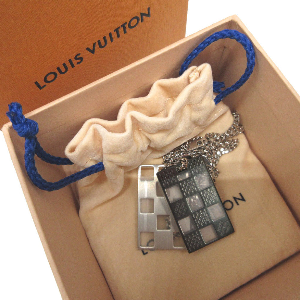 LOUIS VUITTON Necklace M64191 metal Silver Collier Plate Damier Perforate unisex(Unisex) Used Authentic