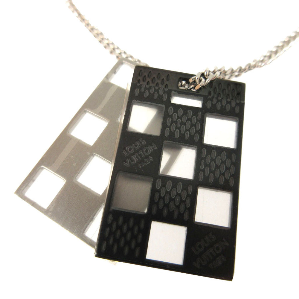 LOUIS VUITTON Necklace M64191 metal Silver Collier Plate Damier Perforate unisex(Unisex) Used Authentic