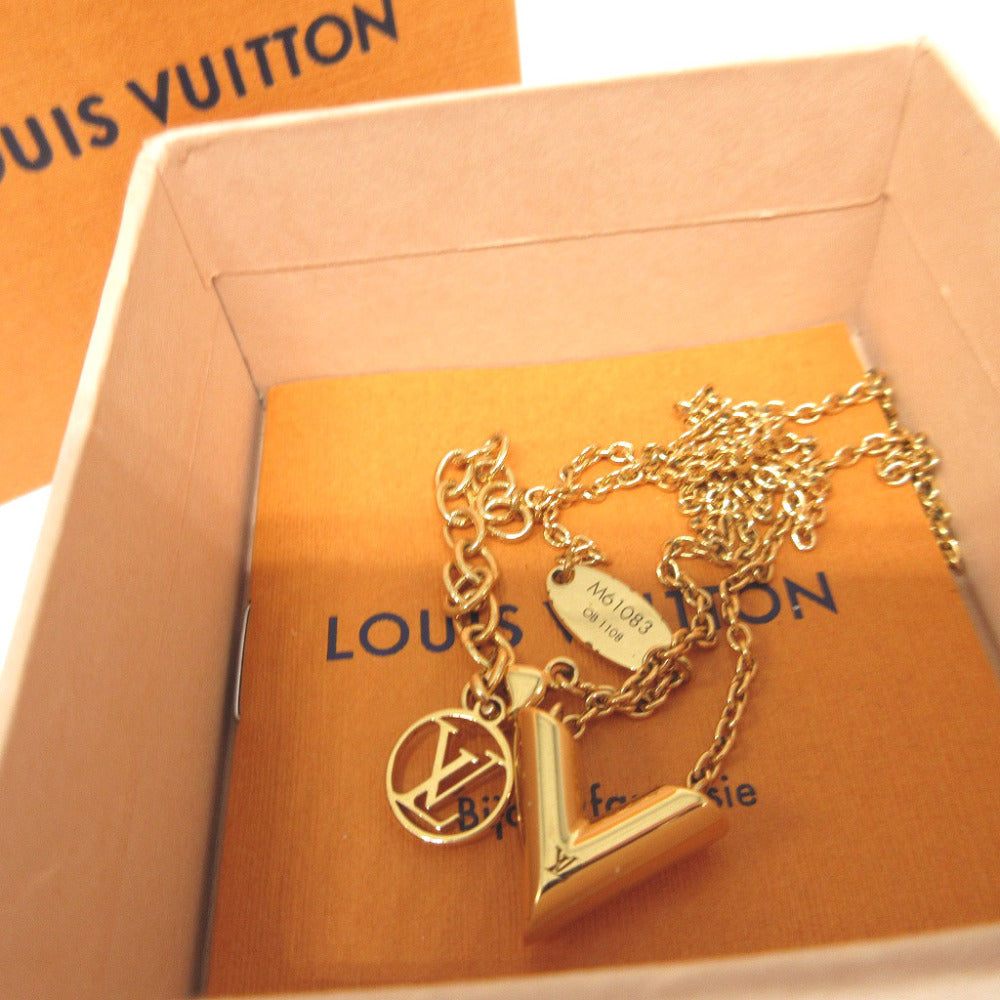 LOUIS VUITTON Necklace M61083 metal gold Essential V unisex(Unisex) Used Authentic