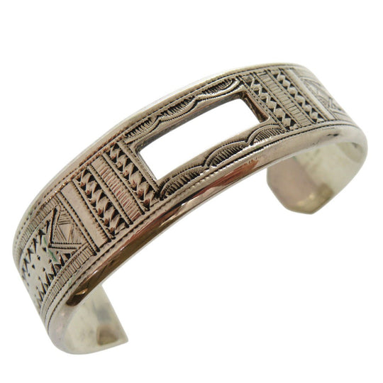 HERMES Bangle Silver925 Silver Hermes Touareg Bangle SV925 Ethnic Pattern unisex(Unisex) T5 Used Authentic
