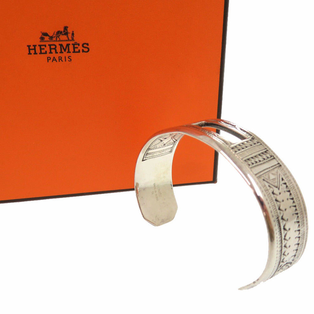 HERMES Bangle Silver925 Silver Hermes Touareg Bangle SV925 Ethnic Pattern unisex(Unisex) T5 Used Authentic