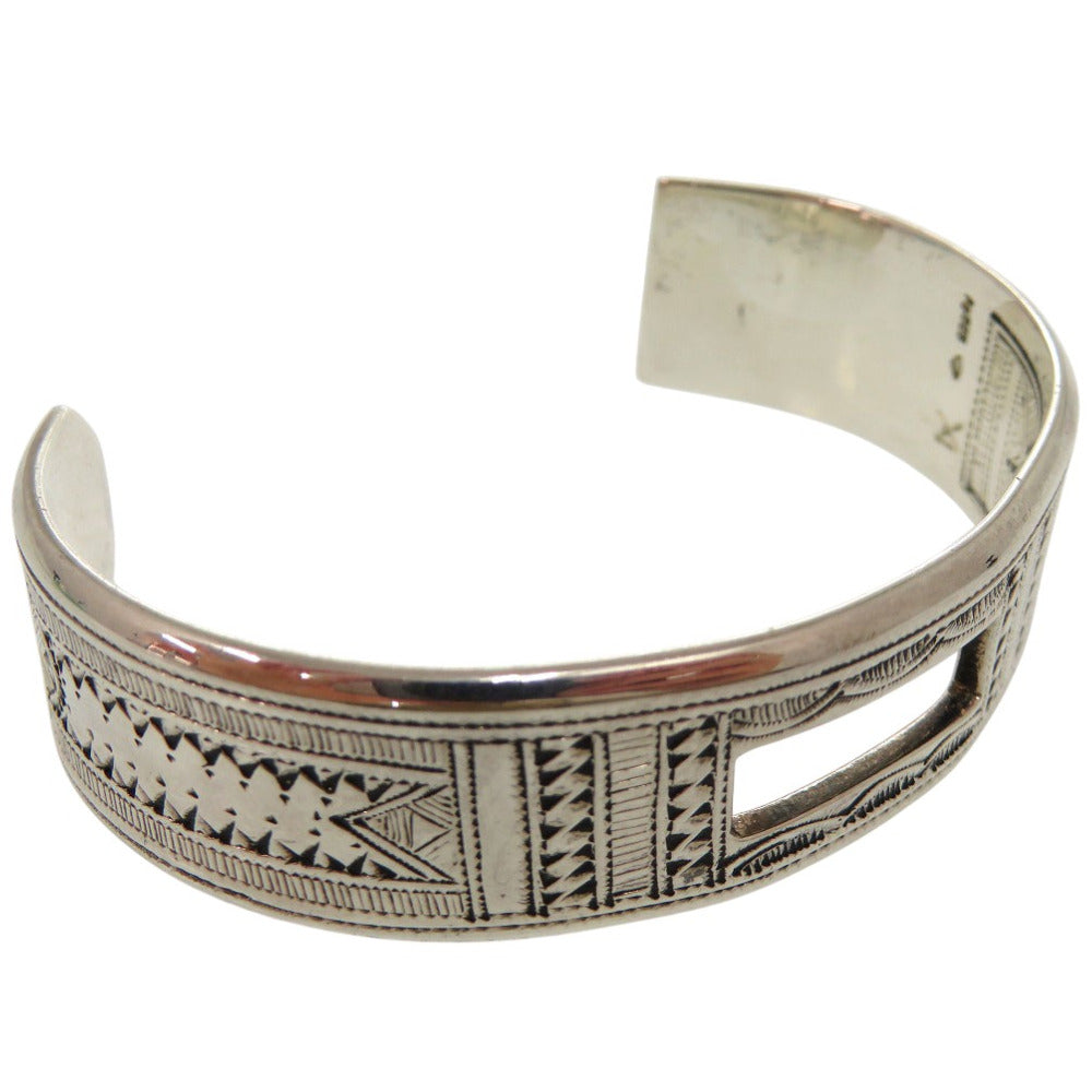 HERMES Bangle Silver925 Silver Hermes Touareg Bangle SV925 Ethnic Pattern unisex(Unisex) T5 Used Authentic