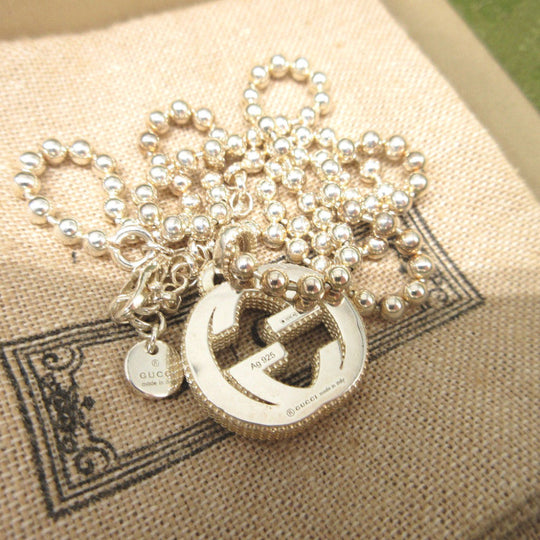 GUCCI Necklace Silver925 Silver Ball chain Interlocking G unisex(Unisex) Used Authentic