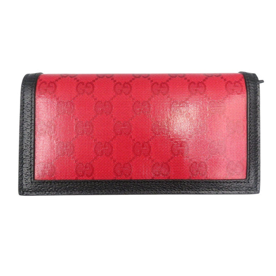 GUCCI Long Wallet Purse 621892 Crystal GG Red GUCCIxadidas Women Used Authentic