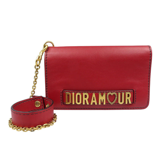 Christian Dior Long Wallet Purse 00-MA-0177 leather Red Women Used Authentic