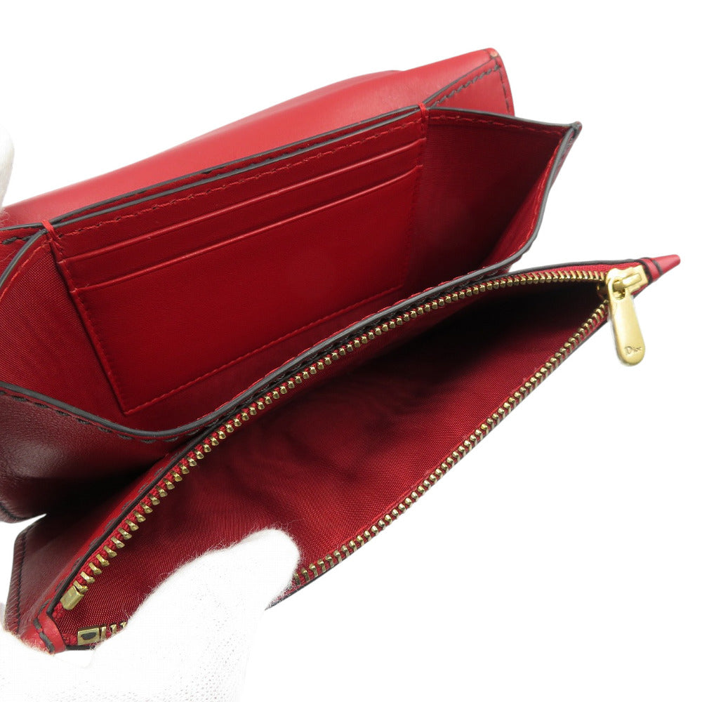 Christian Dior Long Wallet Purse 00-MA-0177 leather Red Women Used Authentic