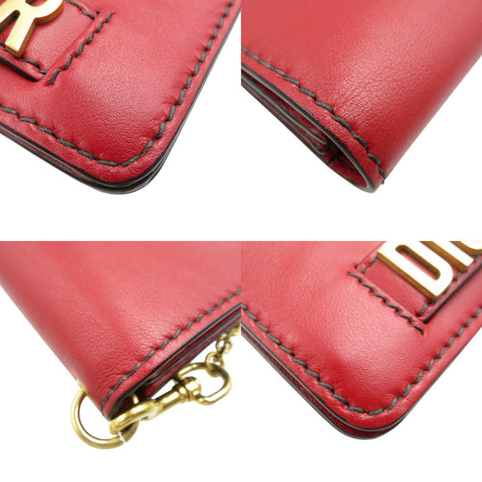 Christian Dior Long Wallet Purse 00-MA-0177 leather Red Women Used Authentic