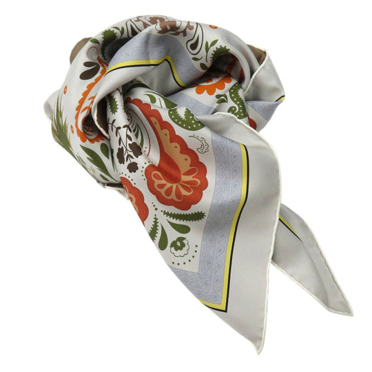 HERMES scarf silk GRIS Twill scarf cheetah Carre90 Double Face GUEPARDS BANDANA Women Used Authentic