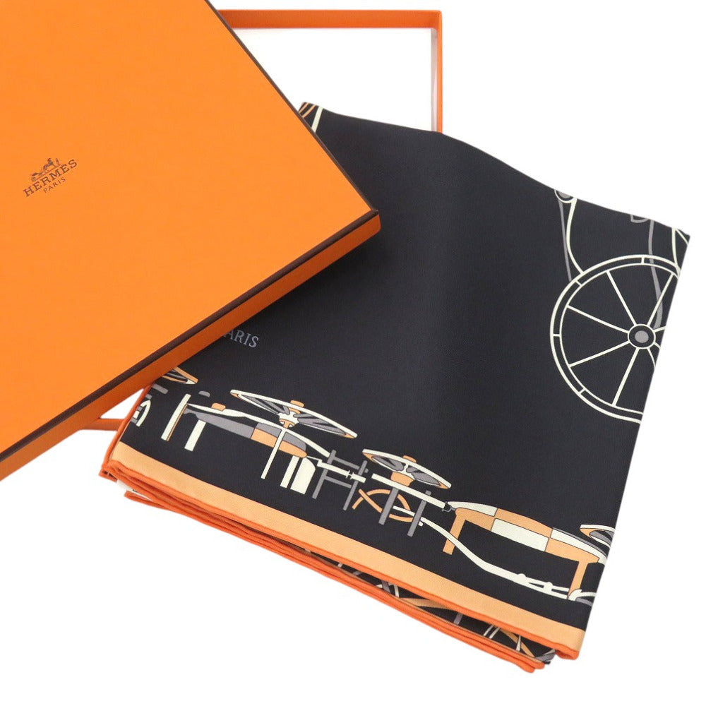 HERMES scarf silk NOIR Carre90 COMPLICATION EQUESTRE